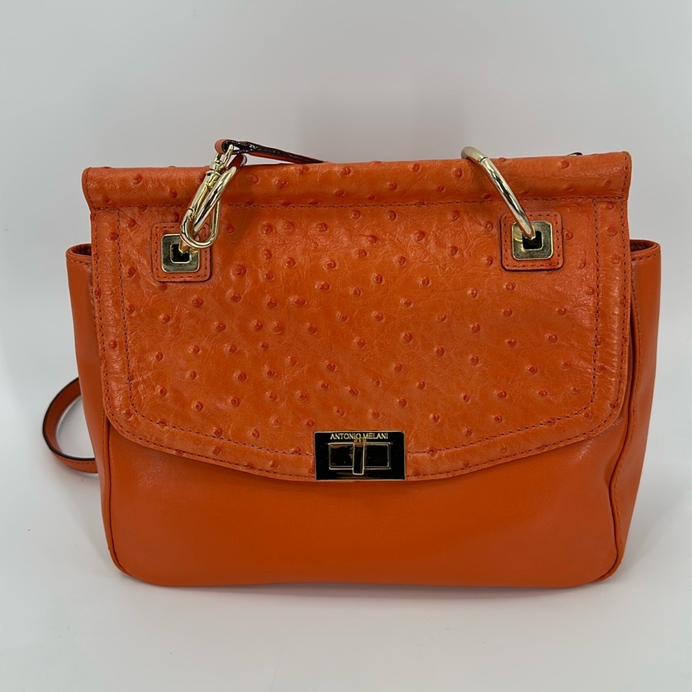 Antonio Melani orange leather shoulder crossbody bag